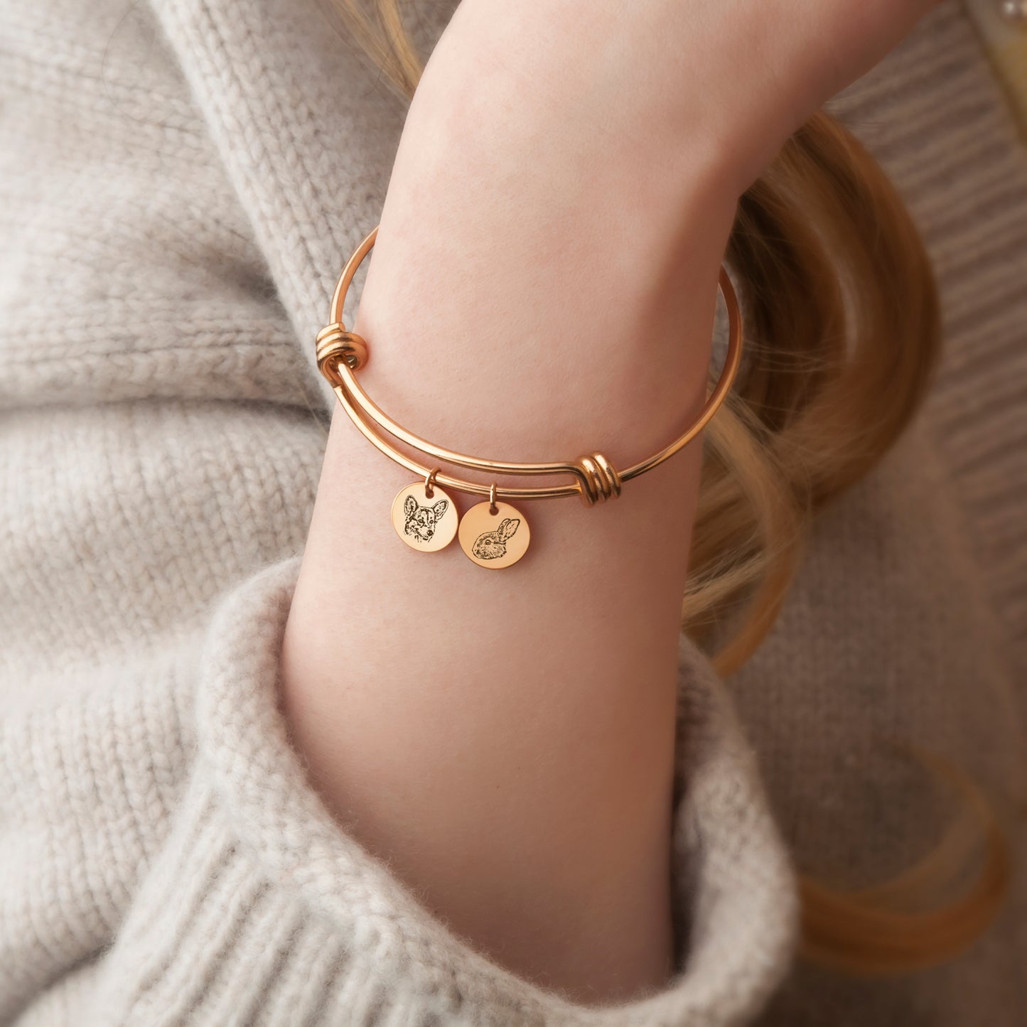 Custom Pet Portrait Charm Adjustable Bracelet