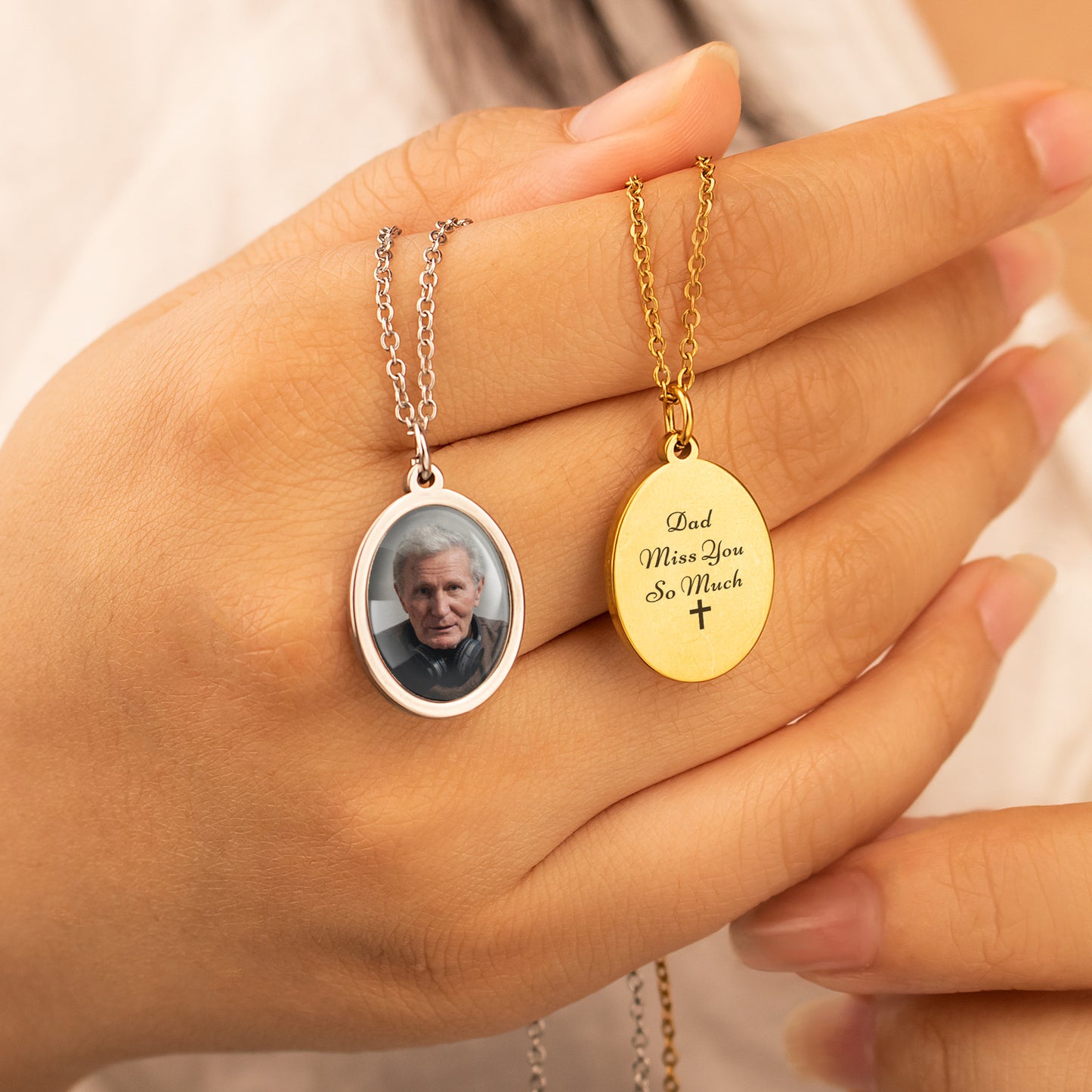 Personalized Heart Photo Pendant Necklace with Glass Dome Cab