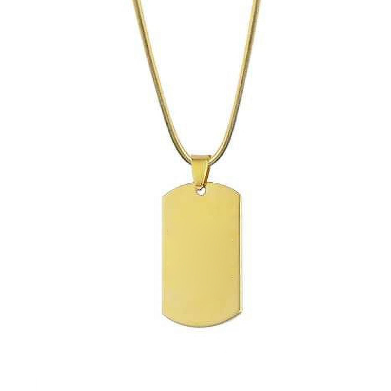 Gold Polished Blank Dog Tag Necklace