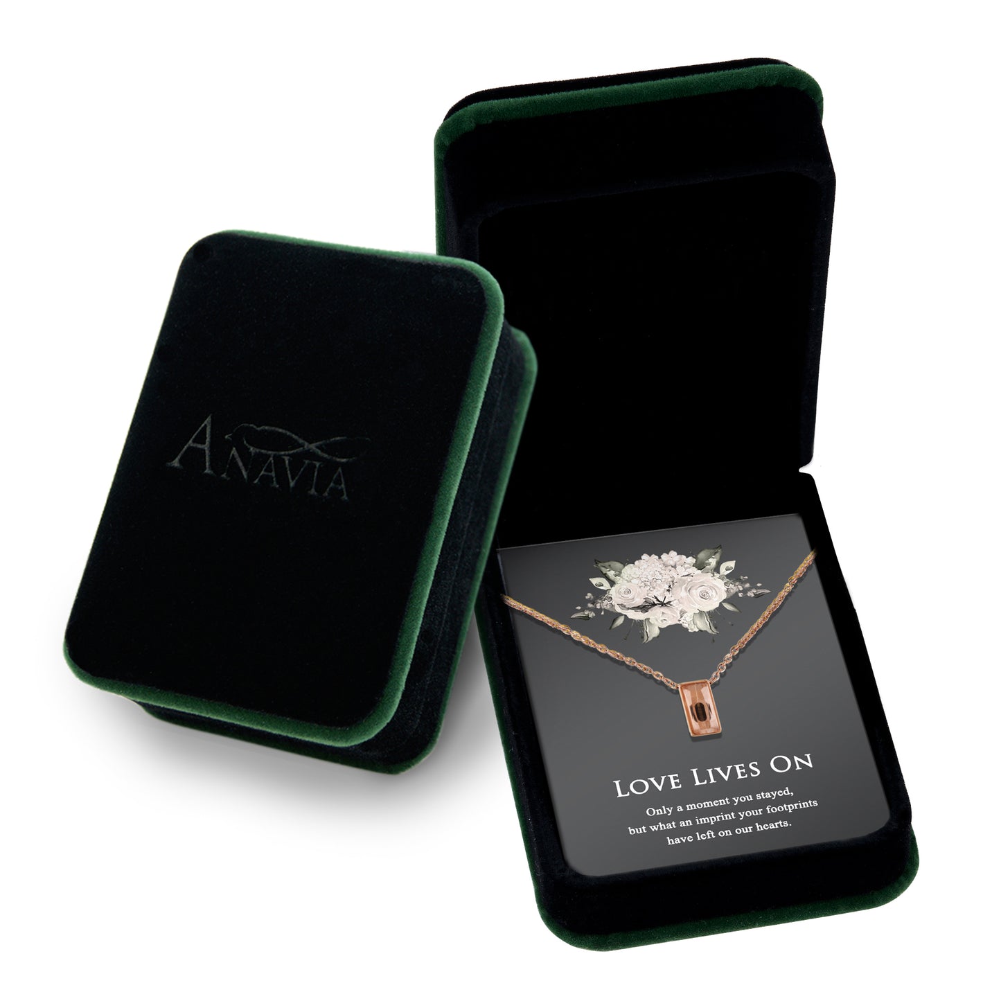 Love Lives On Crystal Cube Memorial Necklace