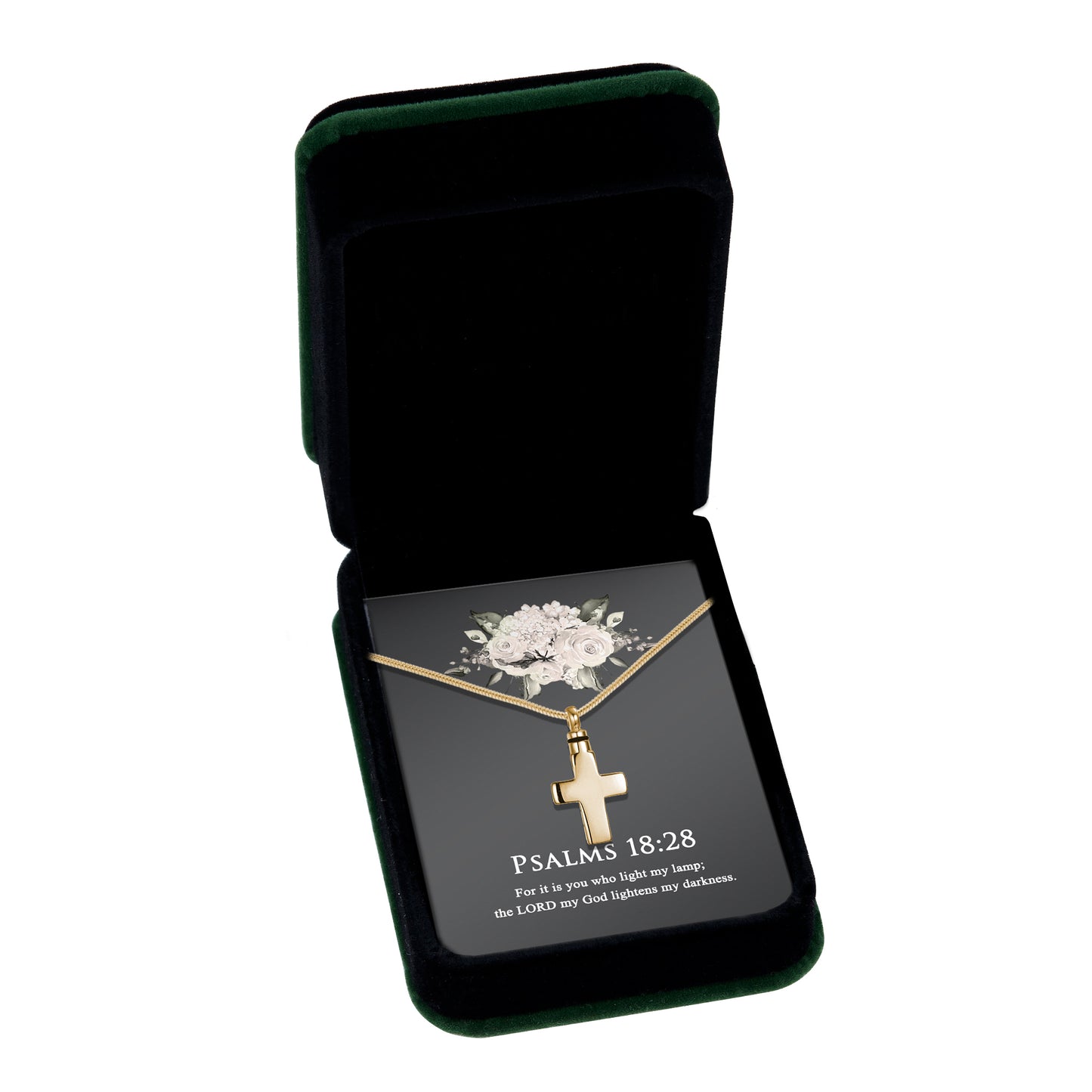 Psalms 18:28 Cross Memorial Necklace