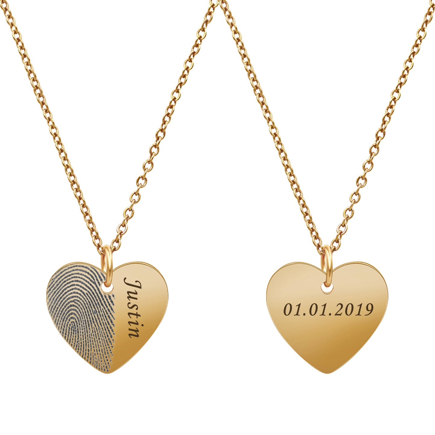 Half Heart Fingerprint Memorial Necklace