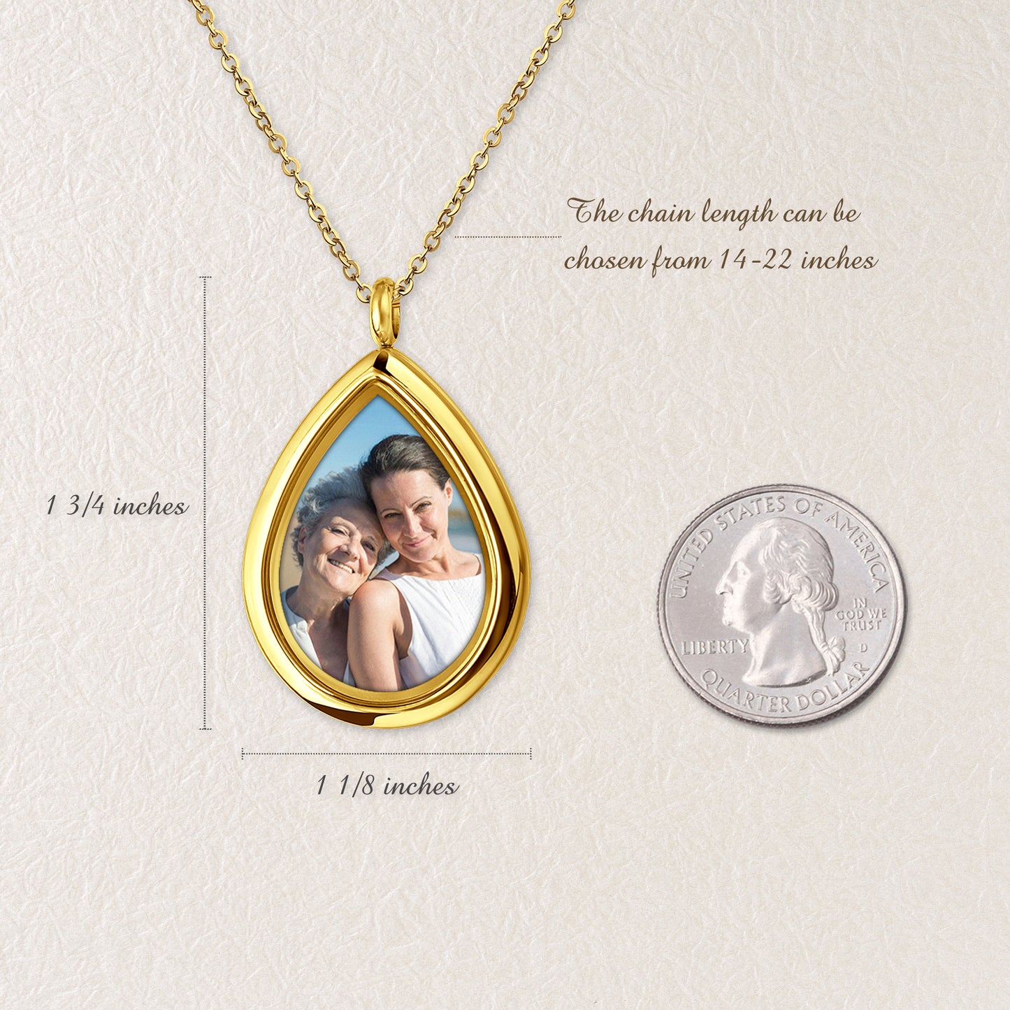 Teardrop Photo Locket Necklace