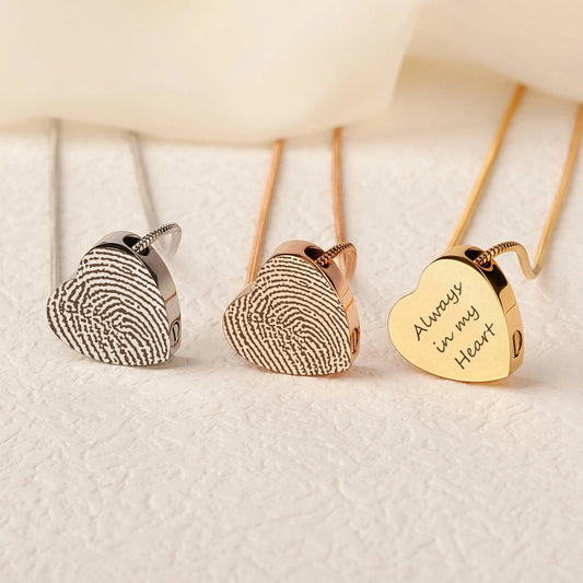 Fingerprint Heart Memorial Necklace