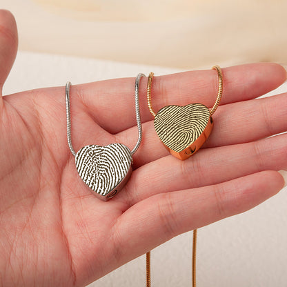 Fingerprint Heart Memorial Necklace