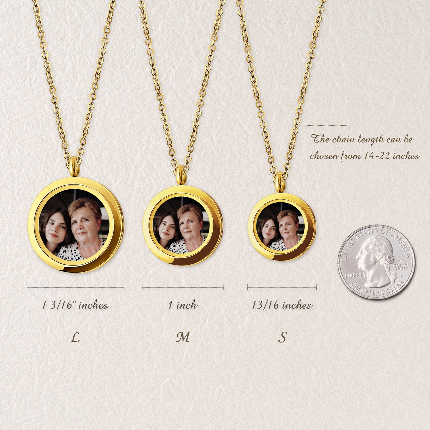 Glass Round Photo Locket Necklace