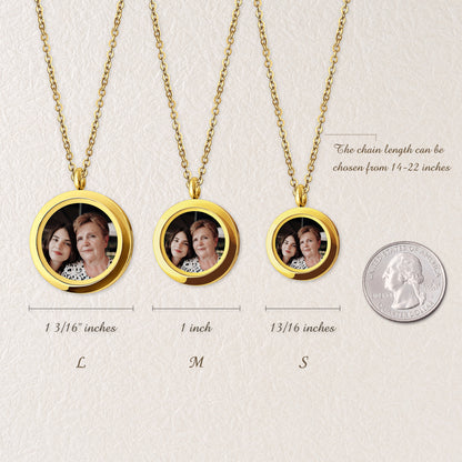 Glass Round Photo Locket Necklace