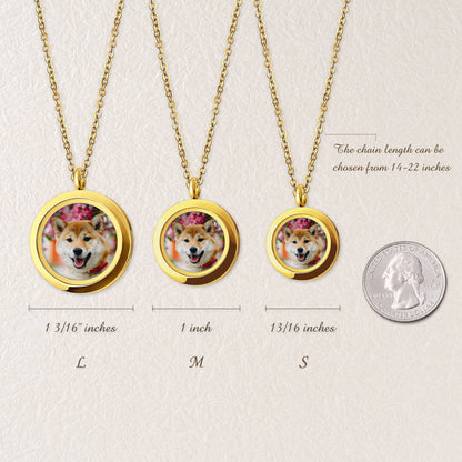 Glass Round Pet Photo Locket Necklace