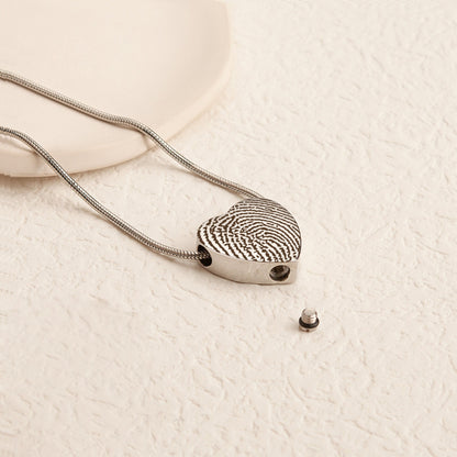 Fingerprint Heart Memorial Necklace