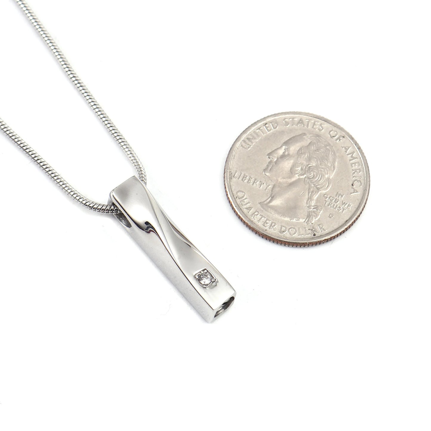 Crystal Birthstone Twisted Bar Memorial Necklace