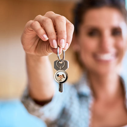 Glass Round Photo Locket Keychain