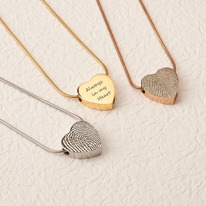 Fingerprint Heart Memorial Necklace