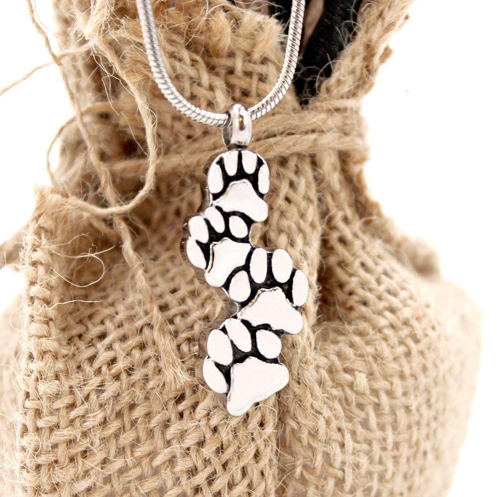 Paw Print Memorial Ashes Holder Necklace