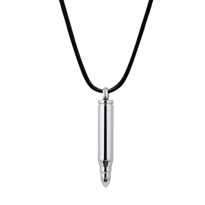 Silver Polished Bullet Memorial Necklace