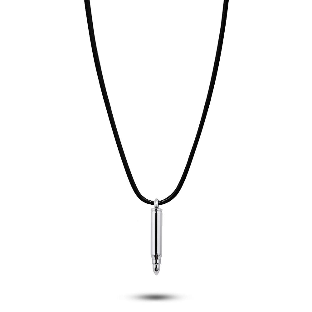 Silver Polished Bullet Memorial Necklace