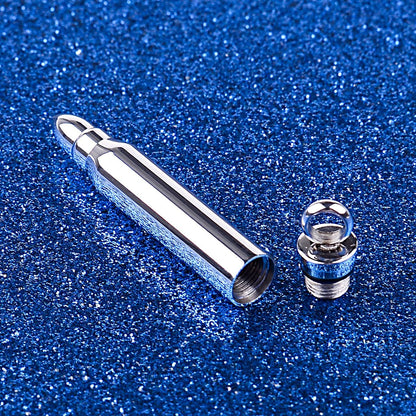 Silver Polished Bullet Memorial Necklace