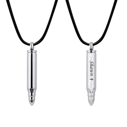 Silver Polished Bullet Memorial Necklace