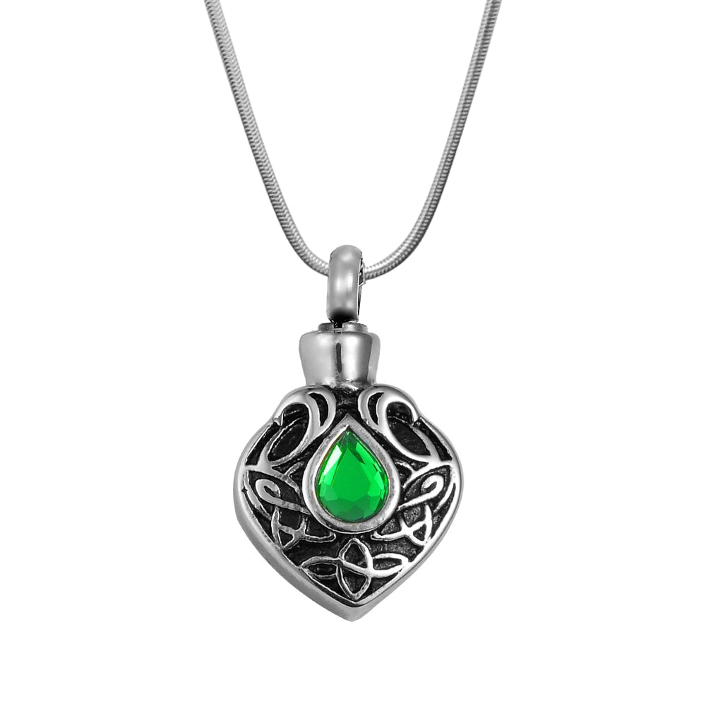 Green Crystal Celtic Memorial Necklace