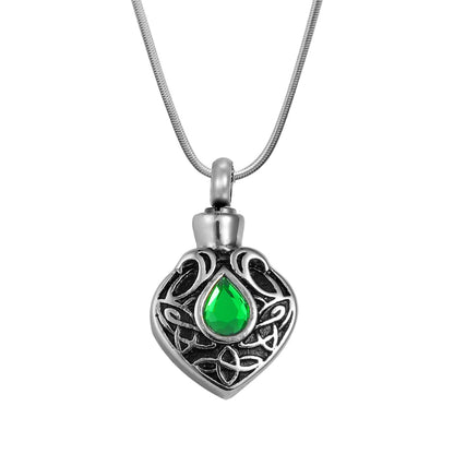 Green Crystal Celtic Memorial Necklace