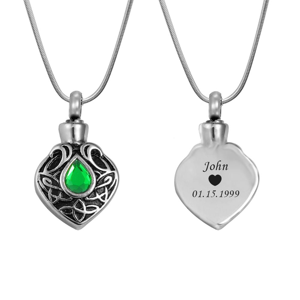 Green Crystal Celtic Memorial Necklace