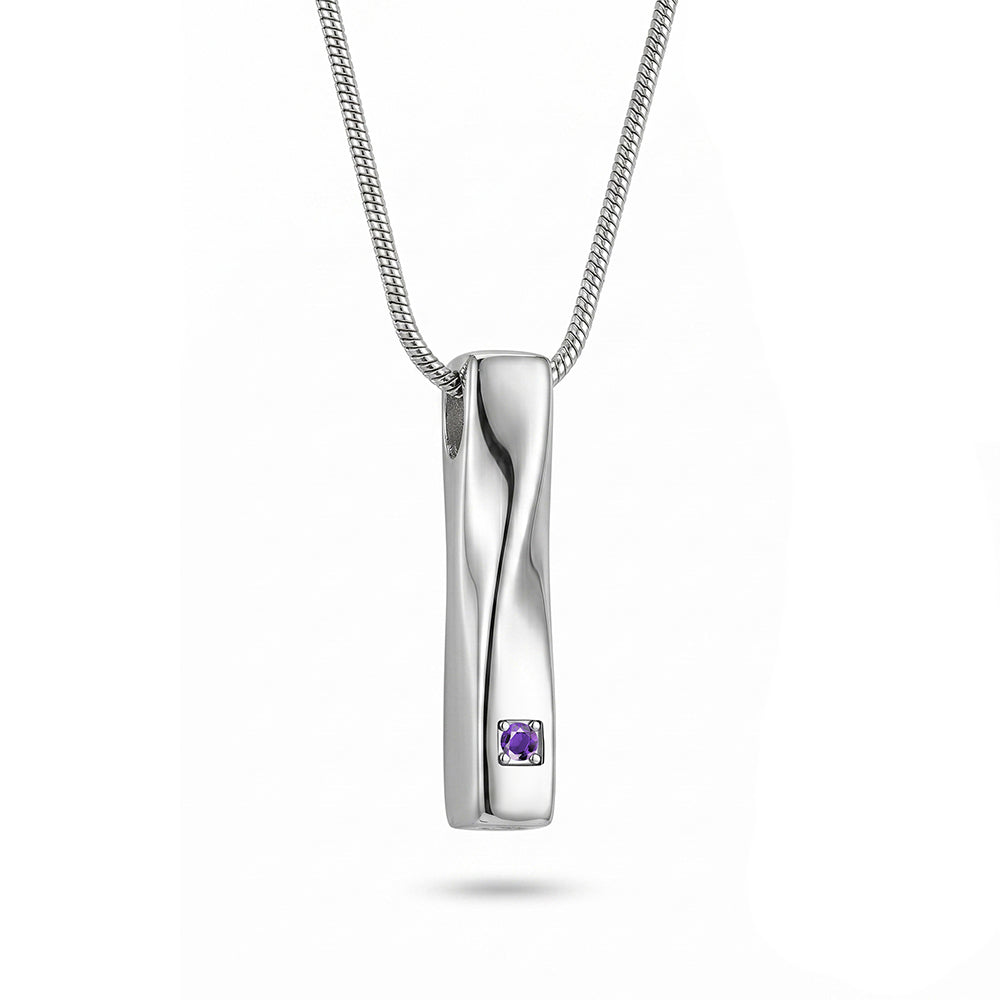 Crystal Birthstone Twisted Bar Memorial Necklace