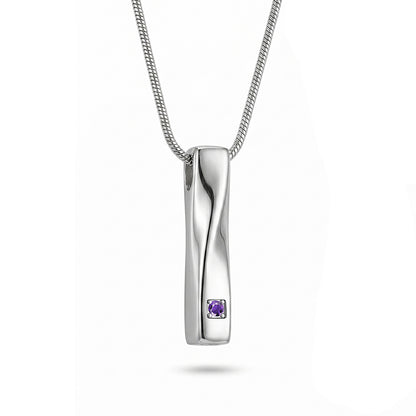 Crystal Birthstone Twisted Bar Memorial Necklace