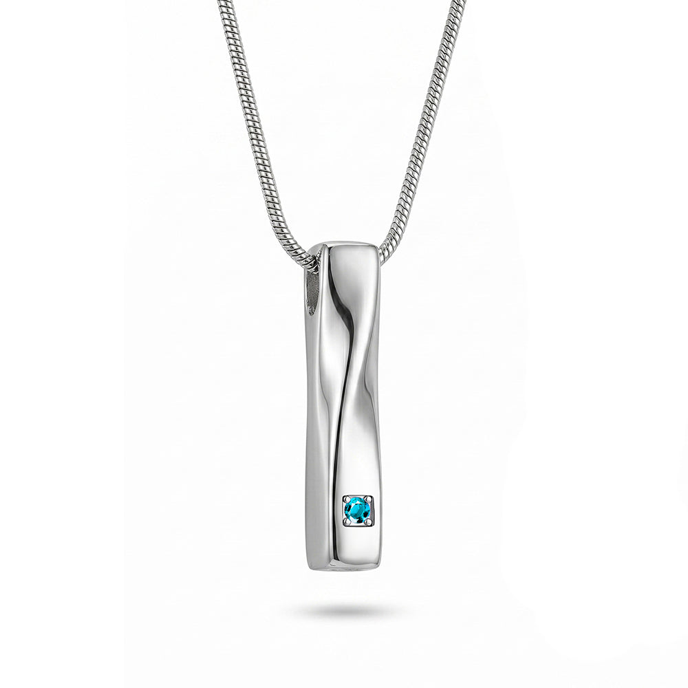 Crystal Birthstone Twisted Bar Memorial Necklace