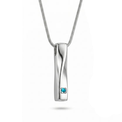 Crystal Birthstone Twisted Bar Memorial Necklace