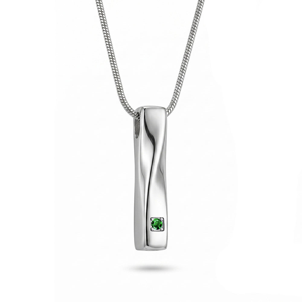 Crystal Birthstone Twisted Bar Memorial Necklace