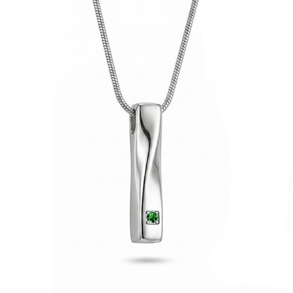 Crystal Birthstone Twisted Bar Memorial Necklace