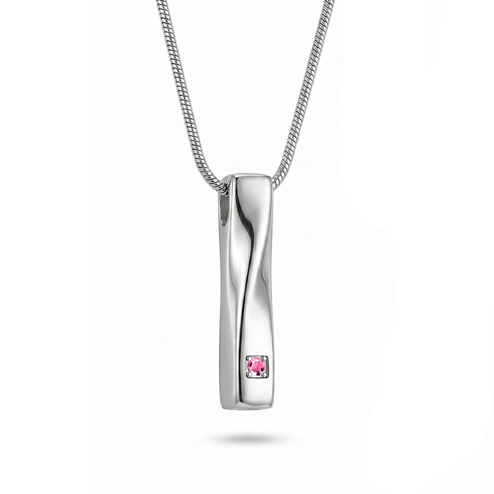 Crystal Birthstone Twisted Bar Memorial Necklace