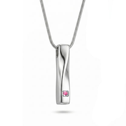 Crystal Birthstone Twisted Bar Memorial Necklace