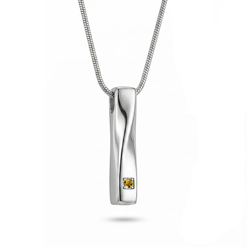 Crystal Birthstone Twisted Bar Memorial Necklace