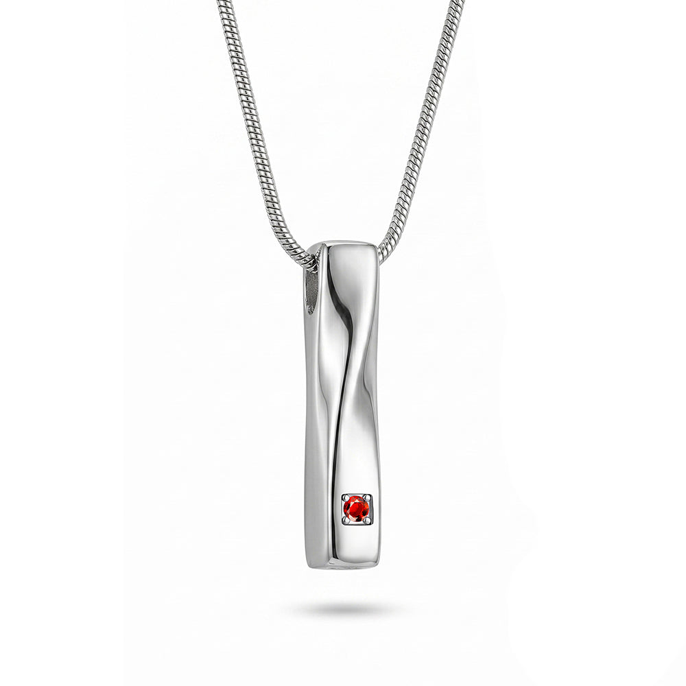 Crystal Birthstone Twisted Bar Memorial Necklace