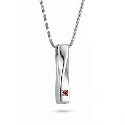 Crystal Birthstone Twisted Bar Memorial Necklace