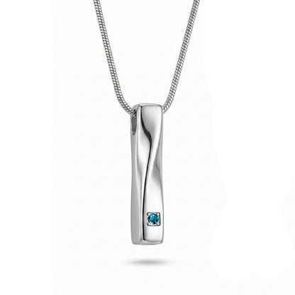 Crystal Birthstone Twisted Bar Memorial Necklace