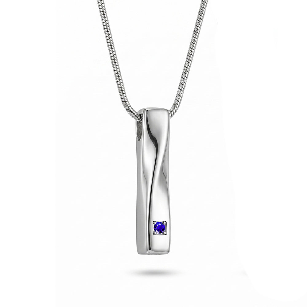 Crystal Birthstone Twisted Bar Memorial Necklace