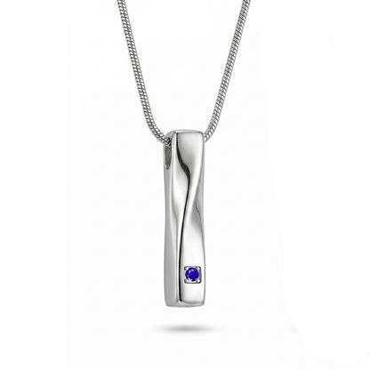 Crystal Birthstone Twisted Bar Memorial Necklace