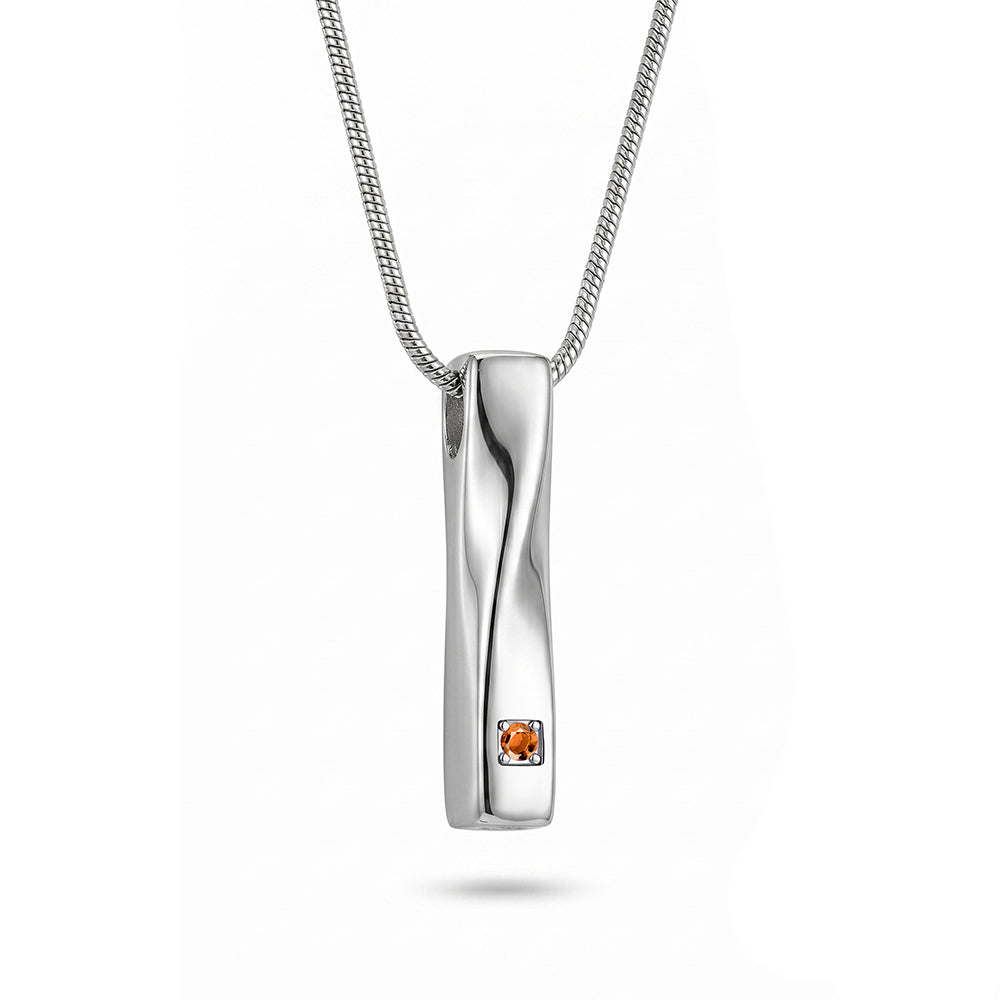Crystal Birthstone Twisted Bar Memorial Necklace