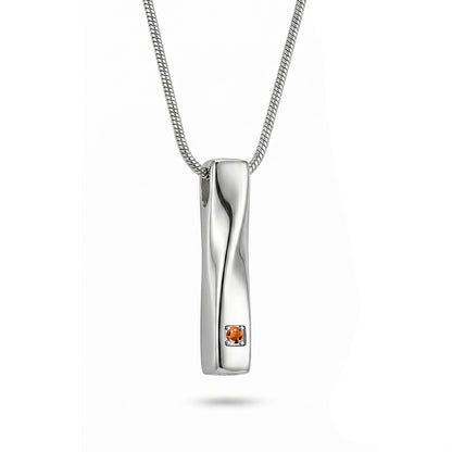 Crystal Birthstone Twisted Bar Memorial Necklace