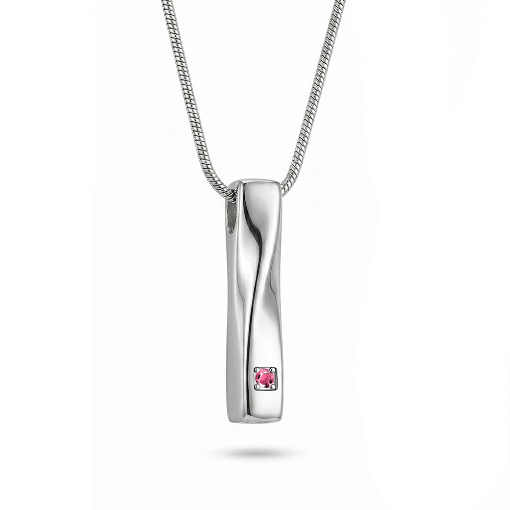 Crystal Birthstone Twisted Bar Memorial Necklace