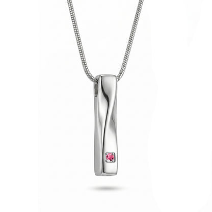 Crystal Birthstone Twisted Bar Memorial Necklace