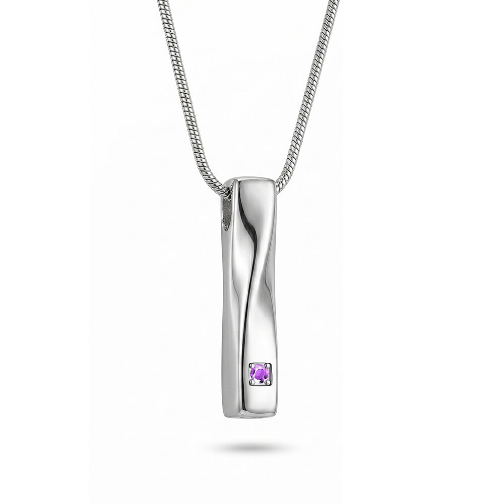 Crystal Birthstone Twisted Bar Memorial Necklace