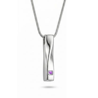 Crystal Birthstone Twisted Bar Memorial Necklace