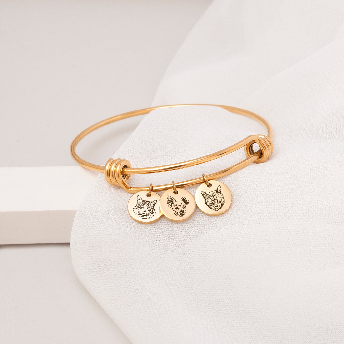 Custom Pet Portrait Charm Adjustable Bracelet