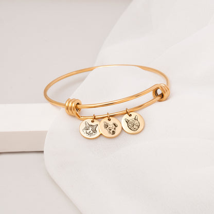 Custom Pet Portrait Charm Adjustable Bracelet