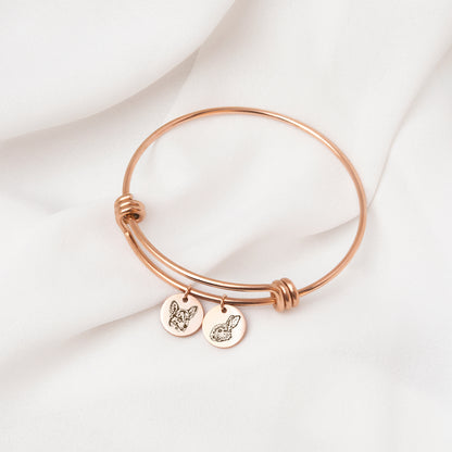 Custom Pet Portrait Charm Adjustable Bracelet