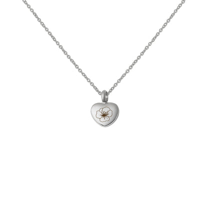 Birth Flower Mini Heart Memorial Necklace