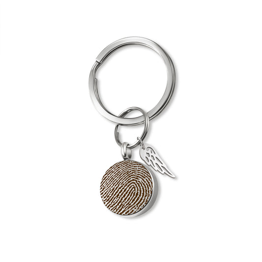 Round Fingerprint-Handwriting Coin Memorial Key Chain