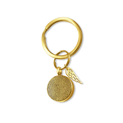 Round Fingerprint-Handwriting Coin Memorial Key Chain
